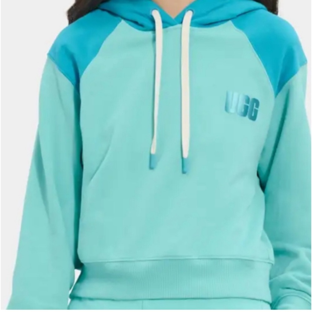 NWT Ugg Womens Mallory Cotton Cropped Hoodiein Laguna Color